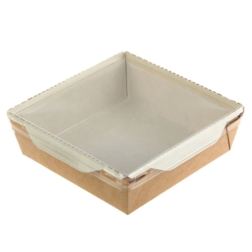 Контейнер бум. DoECO OPSALAD 900 мл белый /крафт 150×150×48 мм