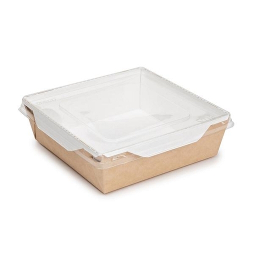 Контейнер бум. DoECO OPSALAD 900 мл белый /крафт 150×150×48 мм