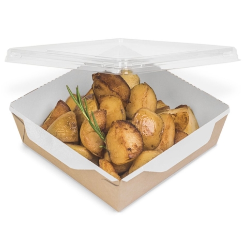 Контейнер бум. DoECO OPSALAD 900 мл белый /крафт 150×150×48 мм