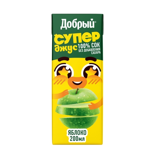 Сок ДОБРЫЙ 100% Supor juice Яблоко с комплексом Active kids 200 мл тетрапак