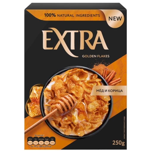 Хлопья EXTRA Кукурузные с Мёдом и корицей 250 г