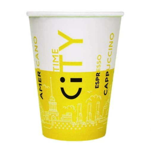 Бумажный стакан EcoCups Д-City Желтый d=80 250 мл