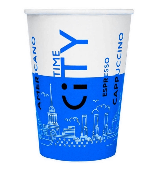 Бумажный стакан EcoCups Д-City Синий d=90 350 мл