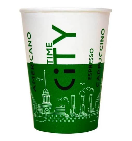 Бумажный стакан EcoCups Д-City Зеленый d=90 350 мл