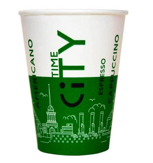 Бумажный стакан EcoCups Д-City Зеленый d=90 350 мл