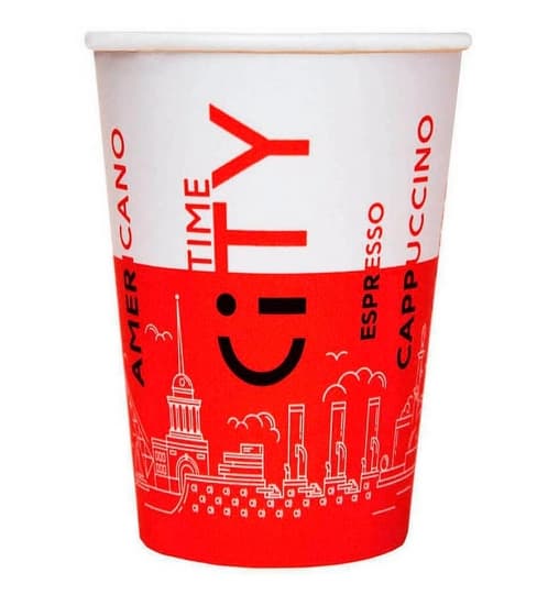 Бумажный стакан EcoCups Д-City Красный d=90 350 мл