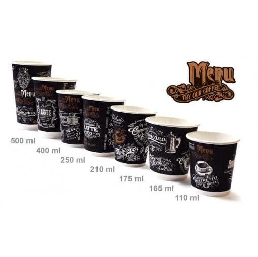 Бумажный стакан ECO CUPS Меню d=73 175 мл