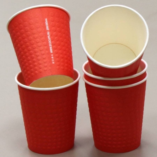 Бумажный стакан EcoCups кроко-конгрев Красный d=80 250 мл