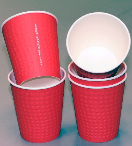 Бумажный стакан EcoCups кроко-конгрев Красный d=80 250 мл