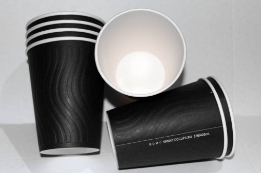 Бумажный стакан Eco Cups конгрев Черная Волна d=90 350 мл