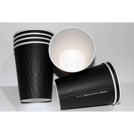 Бумажный стакан Eco Cups конгрев Черная Волна d=90 350 мл
