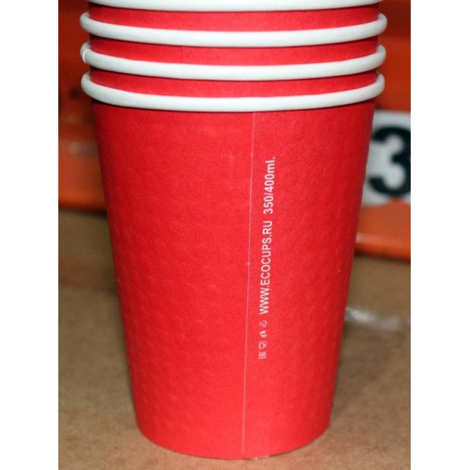 Бумажный стакан Eco Cups кроко-конгрев Красный d=90 350 мл