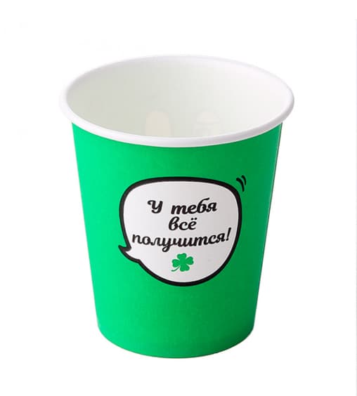Бумажный стакан Ecopak Emoji зеленый d=90 350мл