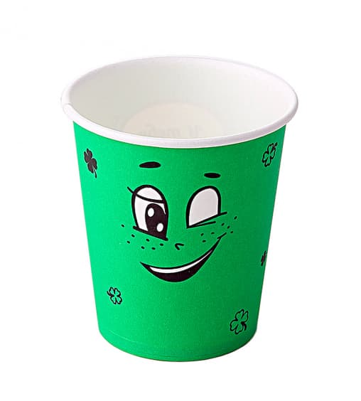 Бумажный стакан Ecopak Emoji зеленый d=90 350 мл