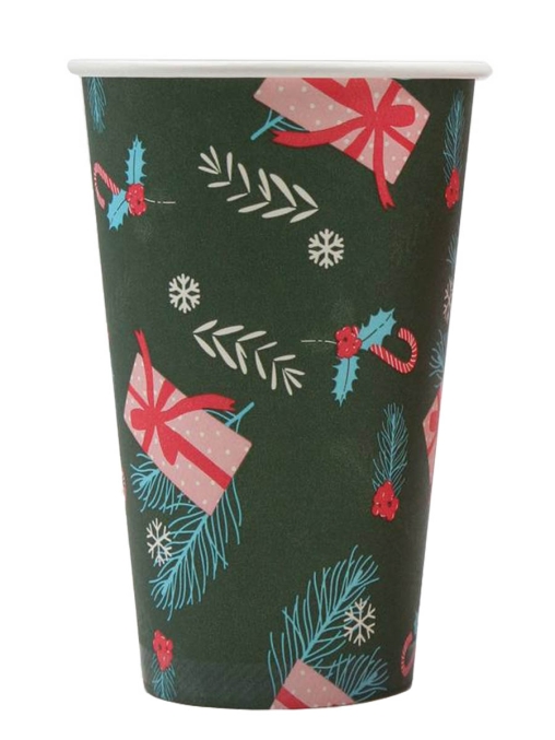 Бумажный стакан Подарки d=90 450 мл