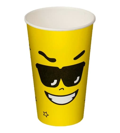 Бумажный стакан Ecopak Emoji желтый d=90 450 мл