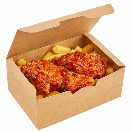 Контейнер для наггетсов DoECO BASE Fast Food Box S Крафт 115×74×45 мм