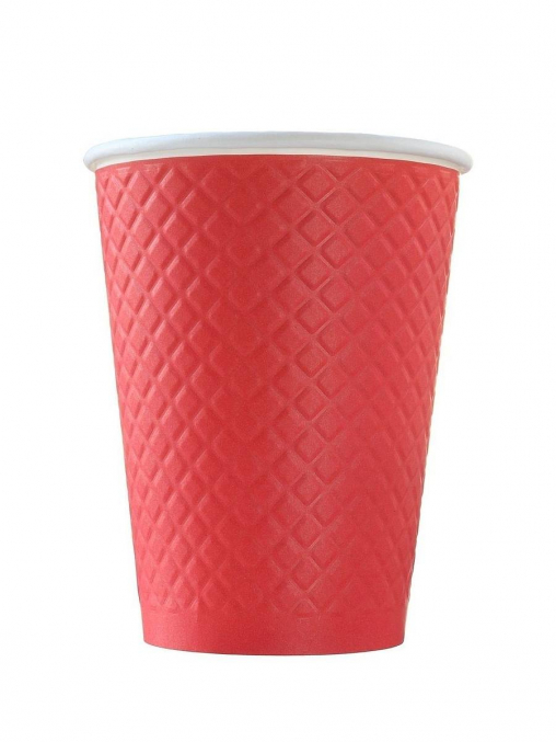 Бумажный стакан Waffle Красный 2-слойный d=90 300 мл