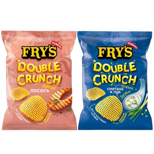 Ассорти Особое рифление чипсы FRY’S картофельные Дикий лосось и Сметана-лук 70 г