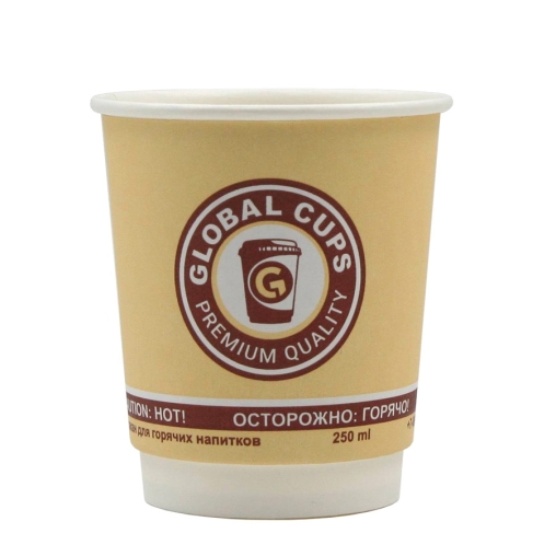 Стакан бумажный двухслойный GlobalCups PREMIUM quality d=80 250 мл