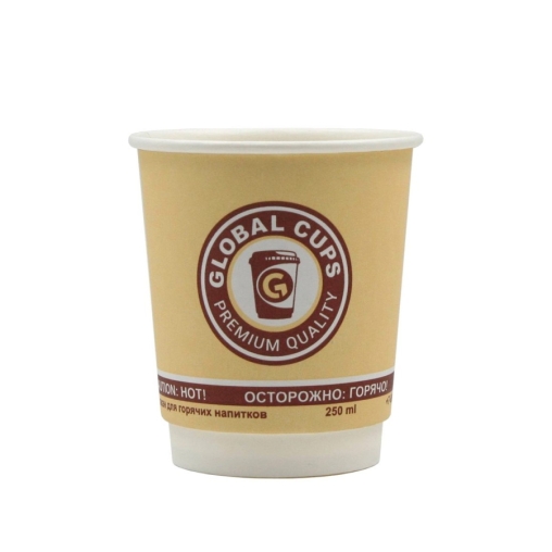 Стакан бумажный двухслойный GlobalCups PREMIUM quality d=80 250 мл