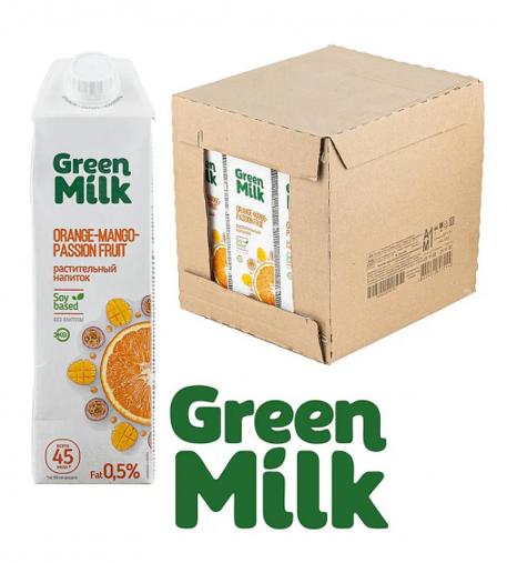 Напиток Green Milk Апельсин Манго Маракуйя на соевой основе 1000 мл