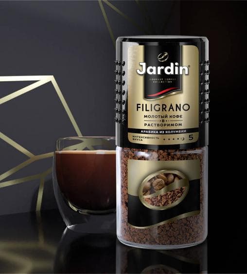 Кофе растворимый с молотым Jardin Filigrano стекл. банка 95 г