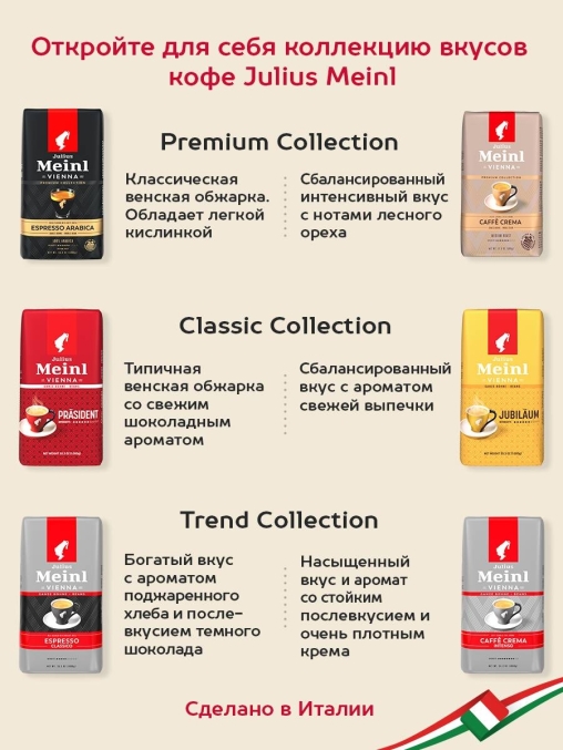 Кофе в зернах Julius Meinl Jubilaum Юбилейный Classic Collection 1000 г