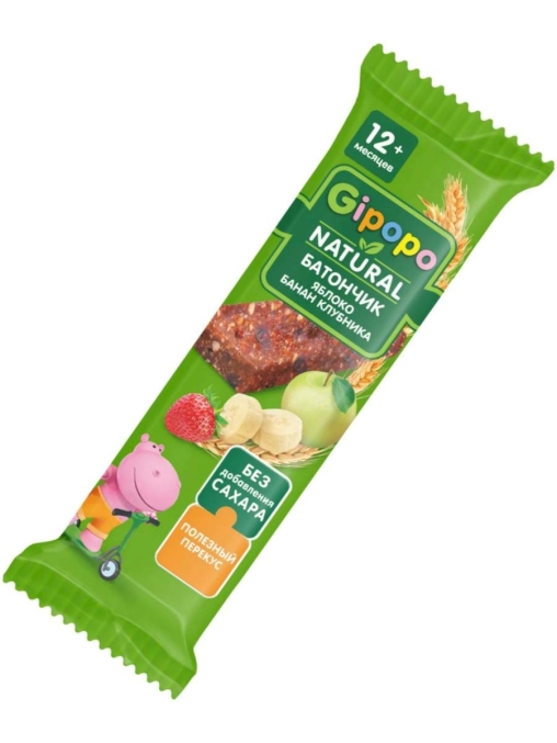 Детский злаковый батончик GIPOPO Яблоко Банан Клубника 20 г