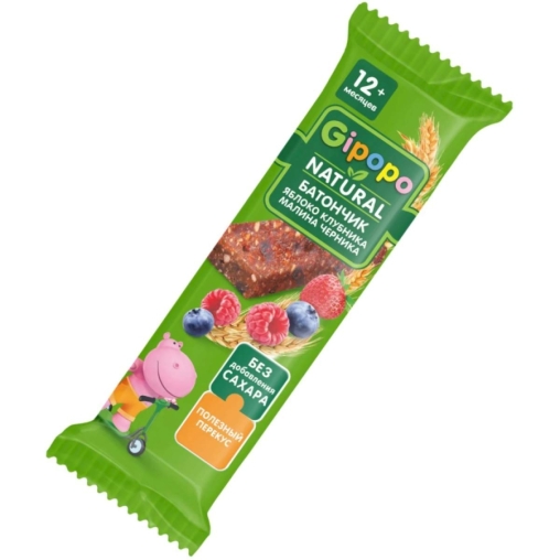 Детский злаковый батончик GIPOPO Яблоко Клубника Малина Черника 20 г