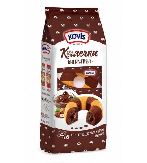 Бисквитное колечко KOVIS с шоколадно-ореховым кремом 40 гр