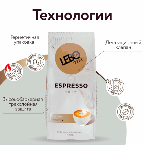 Кофе в зернах LEBO Espresso MILKY 1000 г