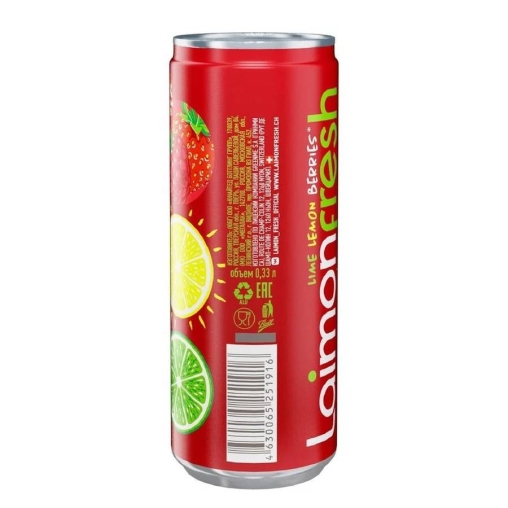 Газированный напиток Laimon Fresh Лайм Лимон ЯГОДЫ 330 мл ж/б