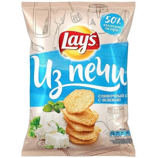 Чипсы Lays из печи Нежный Сыр Зелень 85 г