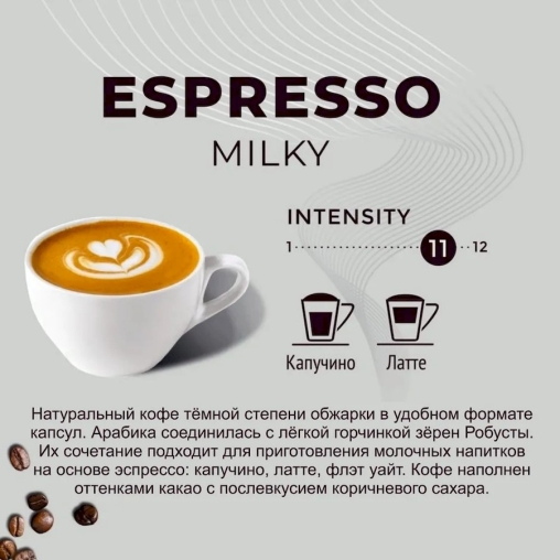 Кофе-капсулы Nespresso LEBO Espresso MILKY банка 5,5 г ×40