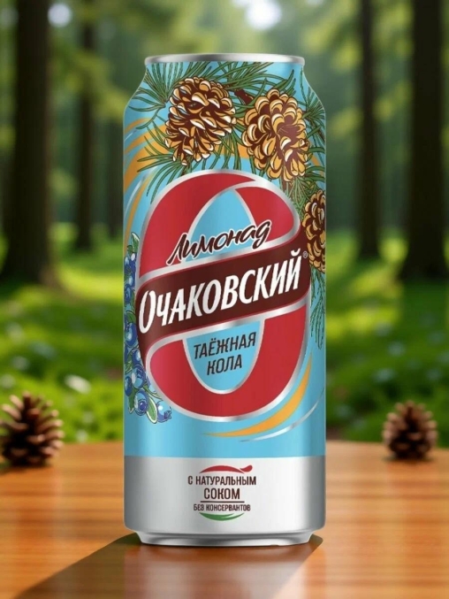 Лимонад газированный Очаково Таежная кола 450 мл ж/б