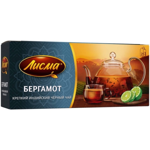 Чай Лисма черный ароматизированный крепкий Бергамот 25 пак. × 1.5 г