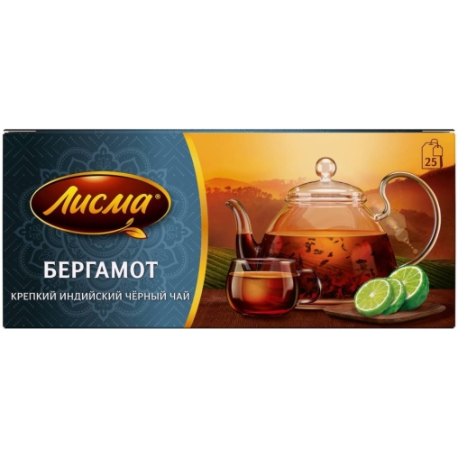 Чай Лисма черный ароматизированный крепкий Бергамот 25 пак. × 1.5 г