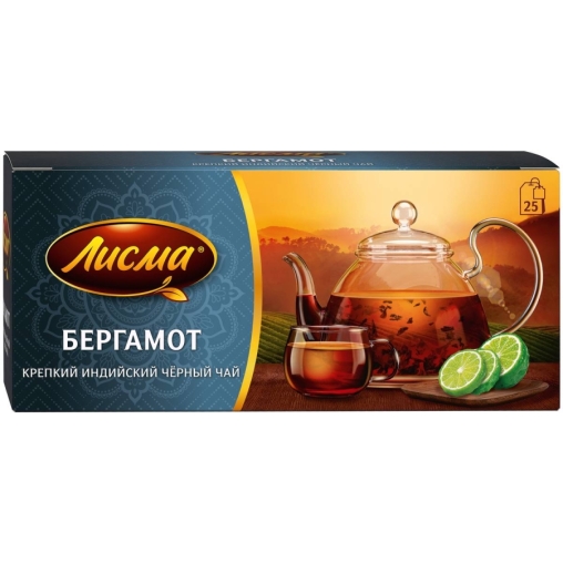 Чай Лисма черный ароматизированный крепкий Бергамот 25 пак. × 1.5 г