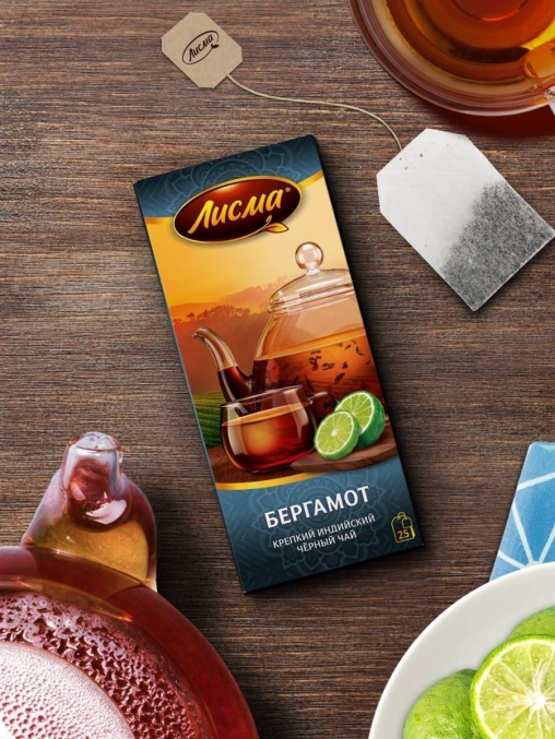 Чай Лисма черный ароматизированный крепкий Бергамот 25 пак. × 1.5 г