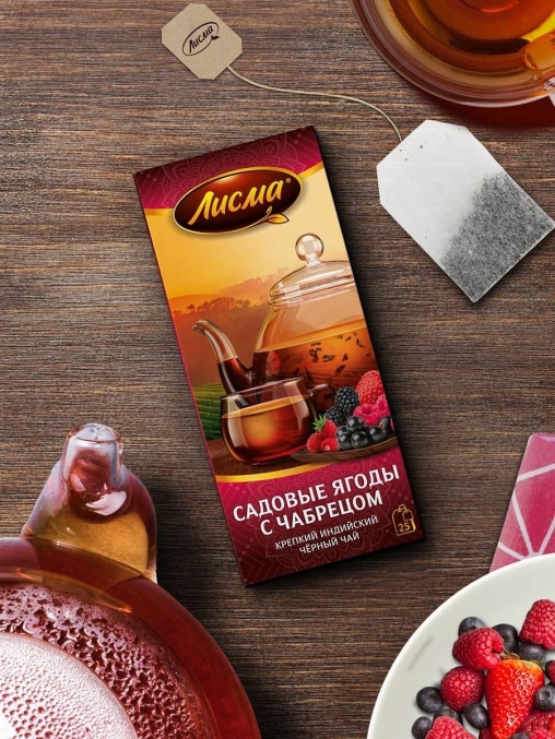 Чай Лисма черный ароматиз. Крепкий Садовые ягоды с чабрецом 25 пак. × 1.5 г