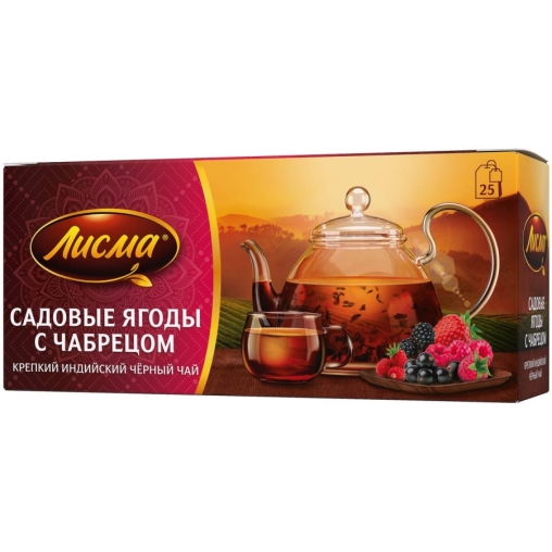 Чай Лисма черный ароматиз. Крепкий Садовые ягоды с чабрецом 25 пак. × 1.5 г