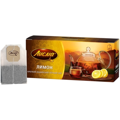 Чай Лисма черный ароматизированный крепкий Лимон 25 пак. × 1.5 г