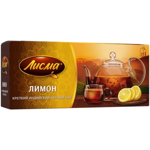 Чай Лисма черный ароматизированный крепкий Лимон 25 пак. × 1.5 г