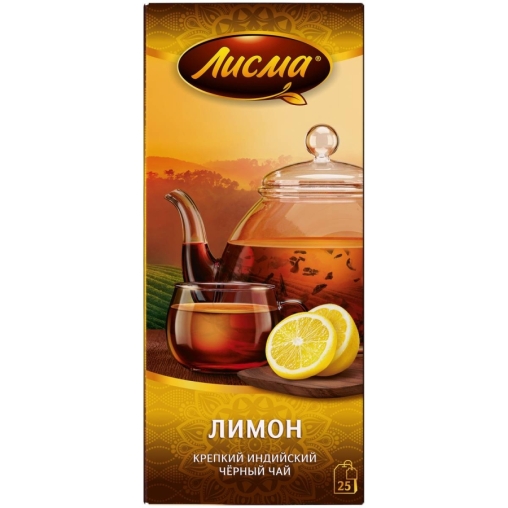 Чай Лисма черный ароматизированный крепкий Лимон 25 пак. × 1.5 г