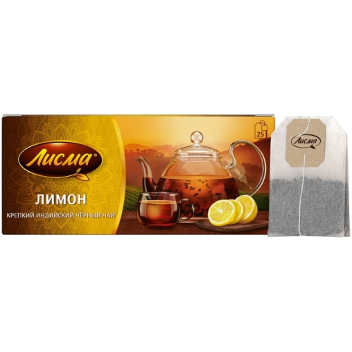 Чай Лисма черный ароматизированный крепкий Лимон 25 пак. × 1.5 г