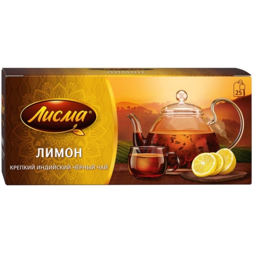 Чай Лисма черный ароматизированный крепкий Лимон 25 пак. × 1.5 г