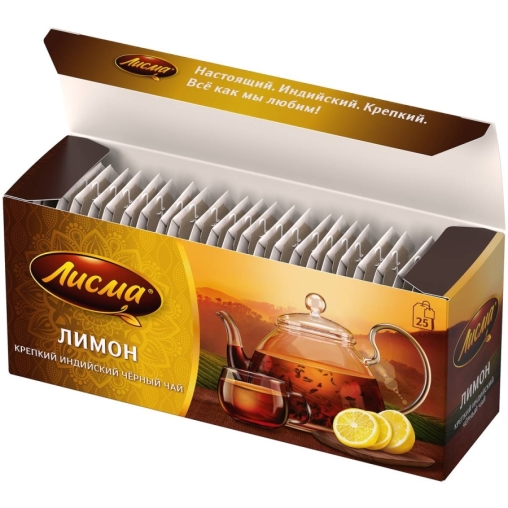 Чай Лисма черный ароматизированный крепкий Лимон 25 пак. × 1.5 г