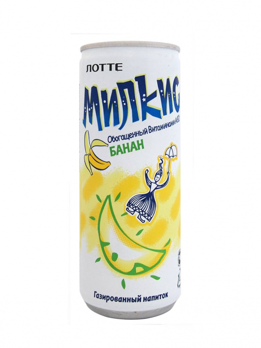 Газированный напиток Lotte Милкис Банан 250 мл ж/б