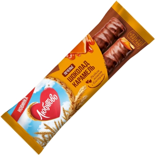 Любятово печенье сахарное Карамель с молочным шоколадом 50 г